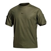 绿色黑色沙色网眼透气q速干战术涤纶面料圆领T恤户外运动弹性短袖