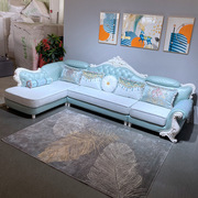 欧式沙发组合布艺沙发组合客厅，大户型实木雕花科技布简欧皮布