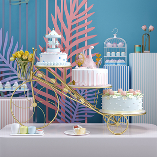 欧式铁艺三层蛋糕架，创意自行车蛋糕，车生日蛋糕支架糕点展示架