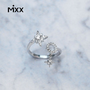 mixxs925银镀金璀璨星-星光戒指六芒星流星奥地利水晶尾戒饰品