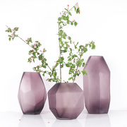 北欧现代轻奢简约几何创意插花磨砂玻璃透明花瓶软装样板房摆件