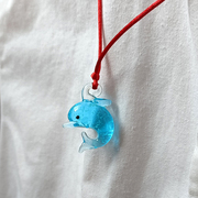 卡通纯手工夜光海豚玻璃项链创意可爱河豚海洋小动物吊坠挂饰礼物