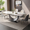 意式极简餐桌椅组合现代简约轻奢超晶石岩，板餐桌小户型家用长方形
