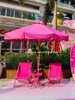 节日装饰粉色伞玫红色户外沙滩伞遮阳伞网红沙滩海边太阳罗马伞