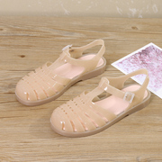 2023年凉鞋女款夏季塑料包头网红胶鞋罗马果冻鞋编织猪笼鞋