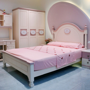a12全实木儿童床，1.351.5米粉色套房家具，约网红公主床女孩