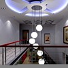 现代简约奶白圆球玻璃餐厅吊灯6头8头10头12头复式楼梯LED吊灯具