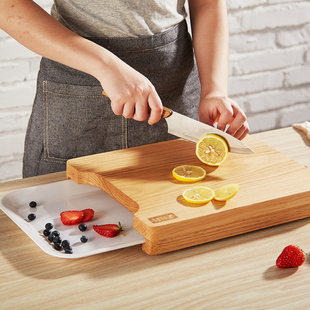 木雅轩红橡木带托盘 菜板实木板家用切菜板厨房案板 砧板实木