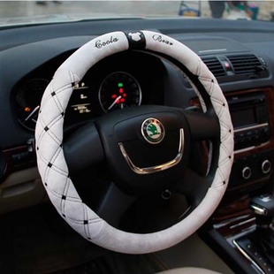 。酷拉蒂菲汽车，用品车用超手感方向盘套，把套米色商务系列