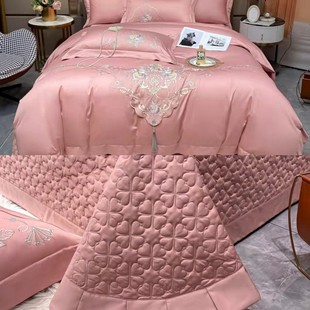欧式高端100支长绒棉，夹棉床盖四件套纯棉被套，加厚床罩式床上用品