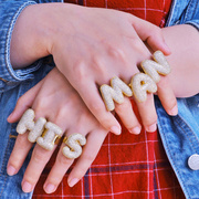 嘻哈潮人男女个性戒指，hiphop饰品夜店装饰品，26英文字母指环