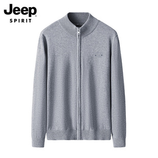 jeep针织衫春秋季男立领卫衣，厚款保暖加绒开衫，毛衣冬宽松休闲外套