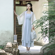 夏季女装新中式国风日常超仙气设计感花瓣摆禅意复古吊带裙+开衫