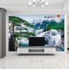 3d电视背景墙壁纸客厅5d中式山水，风景画墙纸，8d影视墙布壁画迎客松