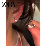 ZARA银色星星耳环女小巧精致耳圈轻奢耳钉圆圈耳扣小众设计耳饰