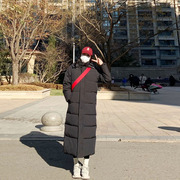 超长款黑色连帽羽绒棉衣，棉服女加厚2023年韩版休闲百搭面包服