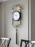 新中式铁艺挂钟客厅墙上家用静音时钟简约大气网红钟表装饰挂表