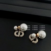 大小姐的耳环 高级感珍珠镶钻字母耳环 气质名媛欧美耳环