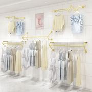 简约银色服装店展示架衣架壁挂式金色女装童装挂衣服货架上墙组合