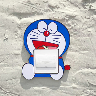 哆啦A梦蓝胖子机器猫叮当猫木质卡通动物立体开关贴开关保护套