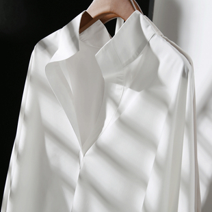 白色衬衫女抗皱蝙蝠袖宽松夏季上衣设计感小众，七分袖气质套头衬衣