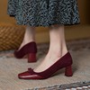 法式红色高跟单鞋女方头，粗跟中跟高级感婚鞋，新娘鞋不累脚日常可穿