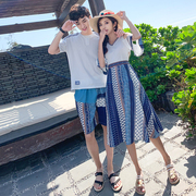 沙滩裙女夏蜜月情侣装超仙普吉岛三亚海边度假套装小个子马尔代夫