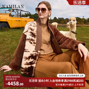 卡米兰新中式真羊皮毛一体外套女2023冬季中长款保暖皮草大衣