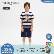 TeenieWeenie Kids小熊童装男童24年夏季款潮流条纹印花短袖T恤