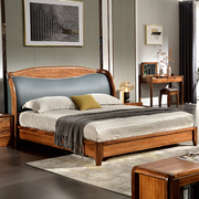 乌金木床全实木真皮，床箱框主卧家具，1.8米现代中式双人床软包高端