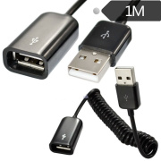 米1伸缩式USB公对母延长线 弹簧式USB2.0公转母延长线 USB弹簧线