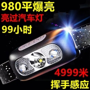 led头灯超亮可充电头戴式强光感应特亮手电筒，小型便携式夜钓鱼灯