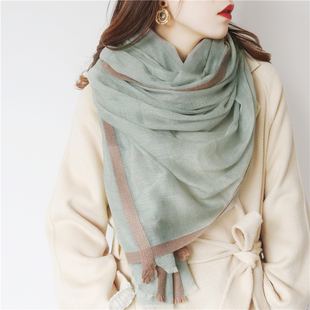薄款清新典雅素色几何设计女披肩秋冬水溶羊毛围巾