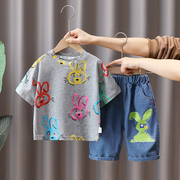 1岁宝宝夏装套装洋气两件套2男童夏季短袖婴儿童，时髦衣服小童装潮