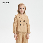 rbigx瑞比克童装春季女童，英伦复古风翻领，设计感纯棉潮流西服