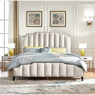 轻奢软床1.8米1.5m双人床，婚床现代简约主卧布艺床布床欧式家具