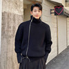 秋冬款韩版男士高领毛衣开衫斜侧拉链，设计青年加厚休闲针织衫外套