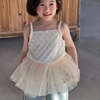 韩系童装2024夏季女童吊带衫儿童纯色弹力密边无袖背心吊带潮