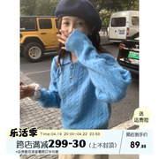 馨帮帮软糯多巴胺polo领套头，麻花毛衣女(毛衣女)2024百搭甜美针织衫