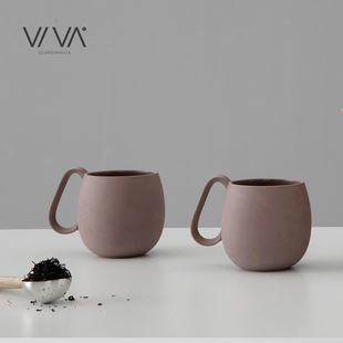 丹麦VIVA 尼娜系列北欧风陶瓷茶杯现代创意带把茶杯2件套0.28升