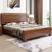 实木床双人床主卧新中式2米x2米大床胡桃木卧室储物木板床原