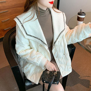 韩国设计感大翻领羽绒棉服外套女2023年秋冬季洋气装棉衣棉袄