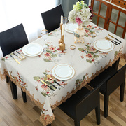 美式乡村桌布布艺棉麻小清新长方形新中式台布小奢华餐桌布正方形