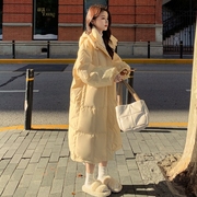 奶黄色羽绒棉服女冬季2023奶fufu棉衣中长款韩系棉袄加厚