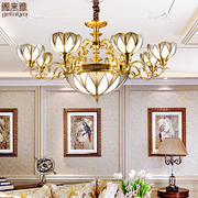 欧式客厅吊灯复古全铜灯具美式别墅，创意餐厅子母灯帝凡尼焊锡灯