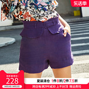 2024夏季女高端亚麻，欧美时尚短裤纯色，高腰显瘦气质短款休闲裤