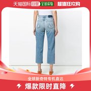 香港直邮mother女裝蓝色条纹，破洞浅蓝牛仔裤(b697)