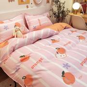 可爱草莓四件套床上m用品，1.8被套男女宿舍1.2米单人，学生床单三件