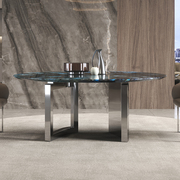 轻奢大理石餐桌意式现代简约不锈钢高端餐厅别墅天然奢石吃饭桌子