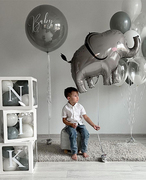 灰象卡通气球宝宝派对装饰甜品台布置儿童生日铝膜飘空氦气球礼物